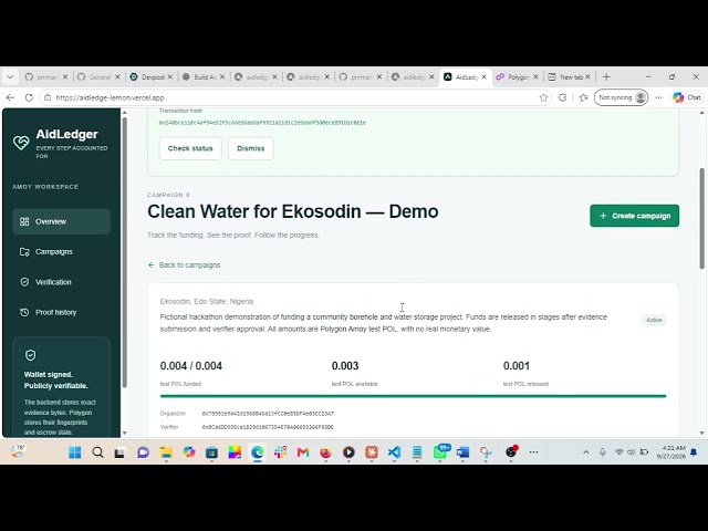 AidLedger | Transparent Aid Funding on Polygon | Hackathon Demo