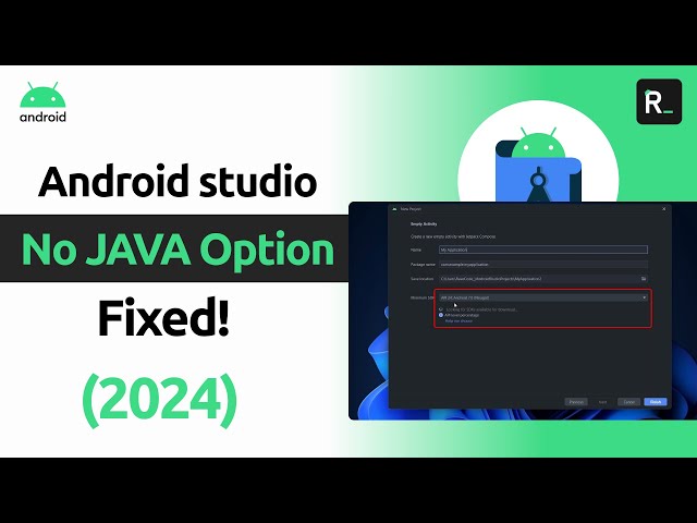 FIXED: No JAVA option in Android Studio Flamingo [2024]