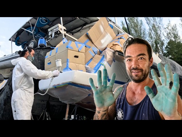 DIY catamaran spray job: What could possibly go wrong?! - (Episode 355)