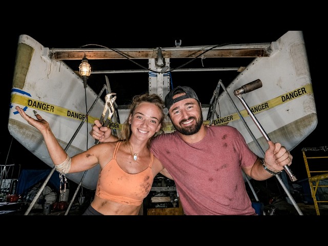 Who Said Boat Projects Aren't Sketchy??? DIY Catamaran Rebuild | Ep.95