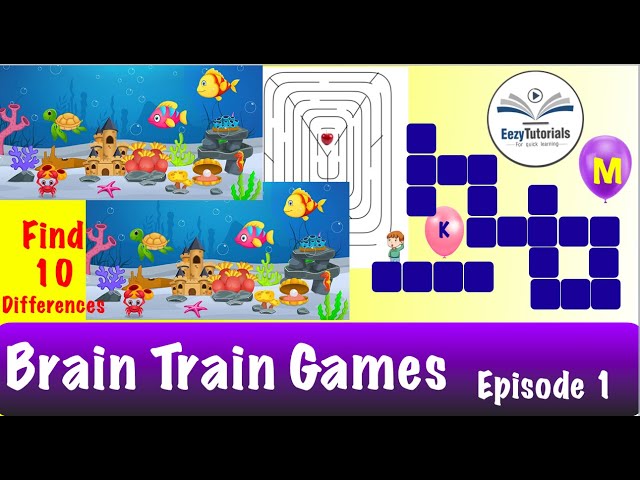 Brain Train Games |Spot 10 Differences | Puzzles | Crossword | WordSearch | Find Path