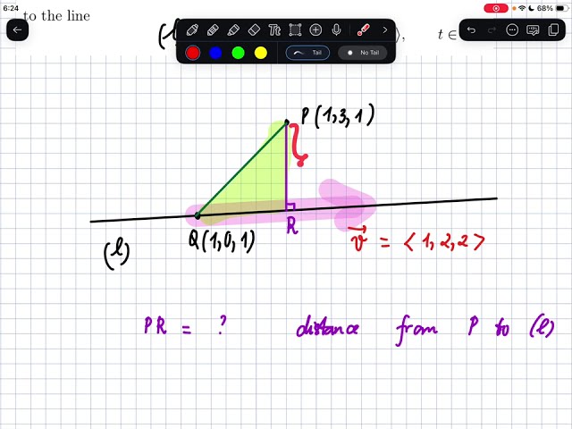 5.6 distance from a point P to a line given by the parametric equation
