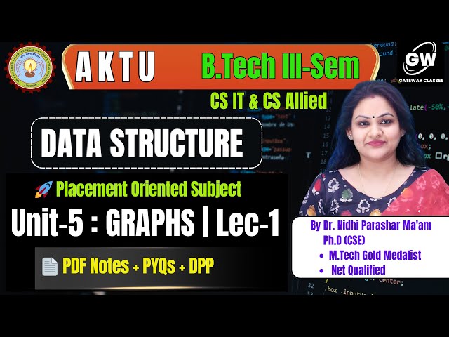 🌳 Data Structure (AKTU) Unit-5 | Graphs Lecture-1 | Dr. Nidhi Parashar Ma’am | Gateway Classes