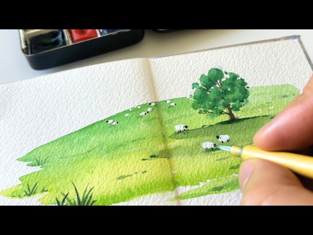 Tiny Watercolor Landscape Anyone Can Paint | Relaxing Beginner Tutorial ✧