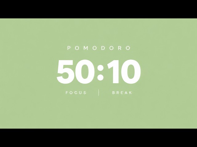 50/10 Pomodoro Timer ⏱️ 4 HOURS | Study With Me | Deep Focus | No Music