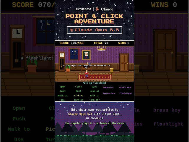 Claude Opus 5.5 creates a point and click game