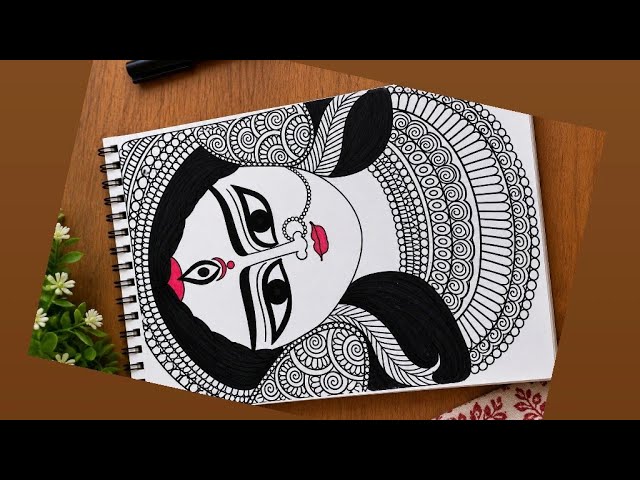 Easy Maa Durga Sketch Drawing for Beginners | Step by Step Goddess Drawing | Durga Maa Drawing 