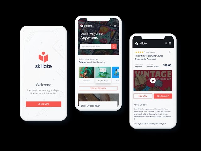 Skillet LMS WordPress theme mobile view