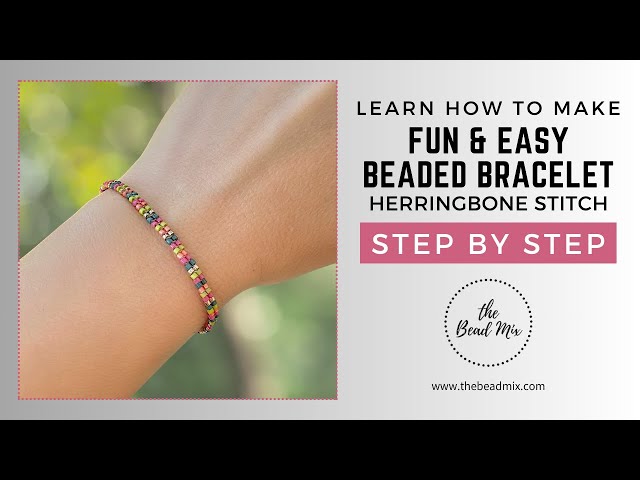 Fun & Easy Seed Bead Bracelet with Flat Herringbone Stitch. Perfect for Beginners! #diybracelet