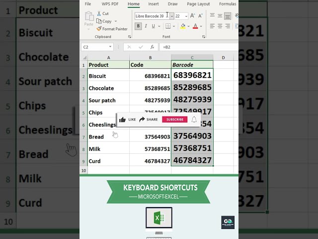 Create Barcodes in Excel in Seconds 🔥 | Easy Excel Trick #shorts  #excel #exceltips