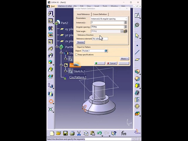 CATIA V5 Shaft with Circular Pattern | Pro Part Design #shorts