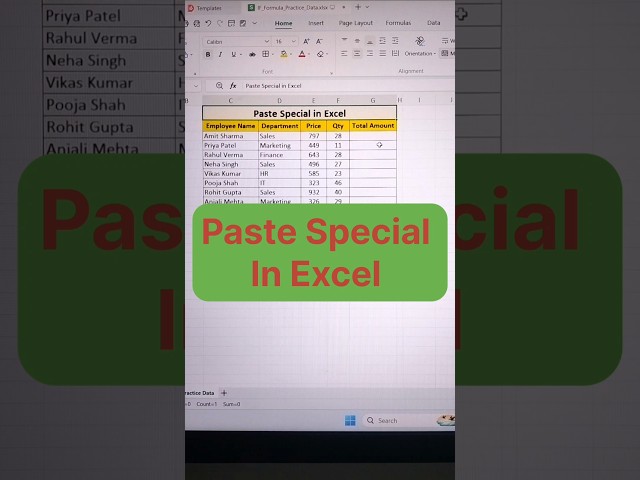 Paste Special in Excel | Must-Know Excel Shortcut! #Shorts