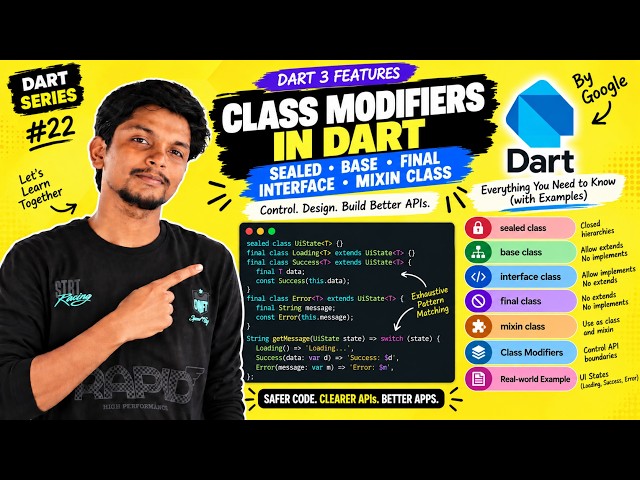 Class Modifiers in Dart Explained | sealed, base, interface, final & mixin class | Dart #22