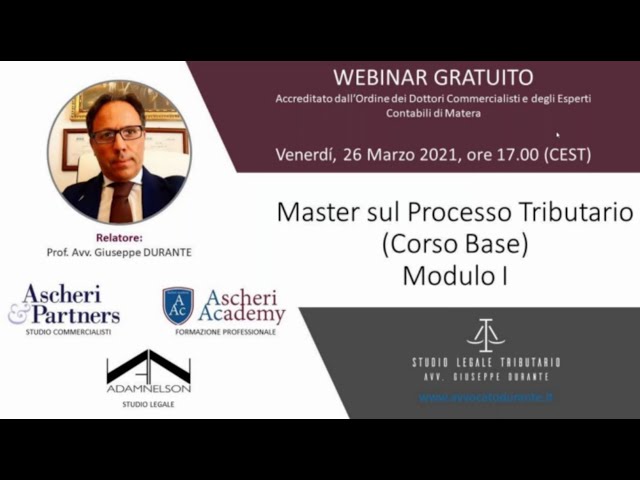 Master sul Processo Tributario (Corso Base) - Modulo I