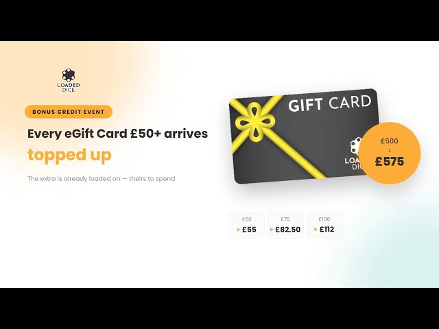 Loaded Dice August eGift Card Promotion