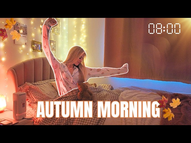MY COSY AUTUMN MORNING ROUTINE FOR COLLEGE🍂☕️ 8AM slow morning