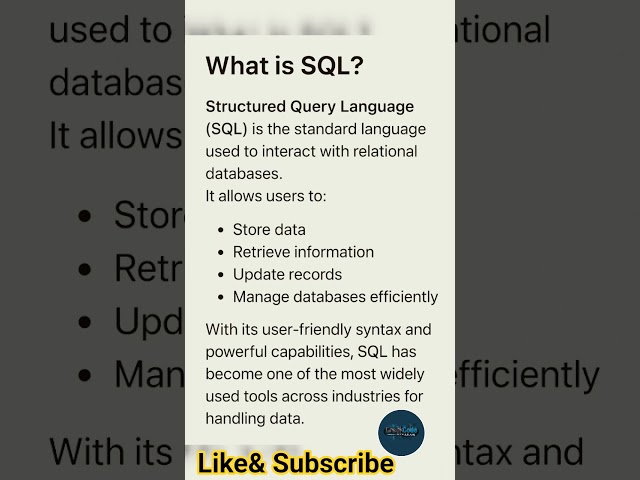 SQL Tutorial:- Learn SQL database