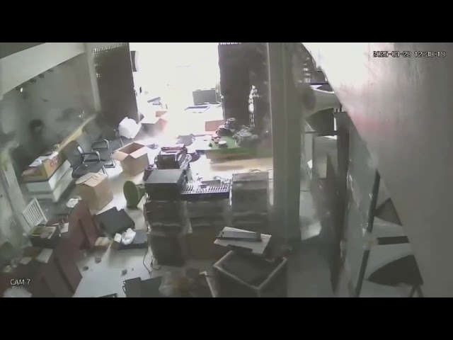 M7.9 Earthquake Damages Audio Showroom, Mandalay, Myanmar