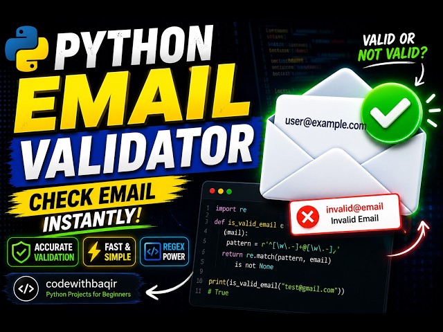 Project#2🚀 Python Email Validator Project for Beginners | Python Mini Project| Step-by-Step Tutorial