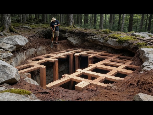 Building a Hidden Underground Den in the Deep Forest | Full Process