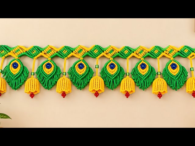 Macrame door hanging diwali special/Macrame feather with bells toran/#macrame/#shorts/#yt/#diy/#art