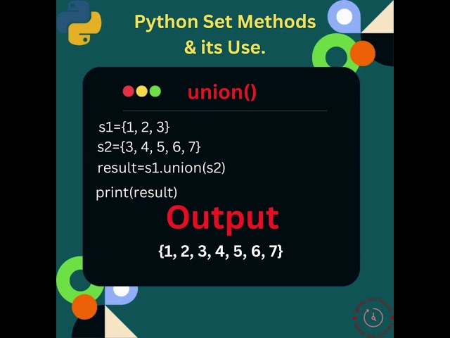 Exploring Python Set Methods 'union()'  #python  #coding  #interview #pythontutorial