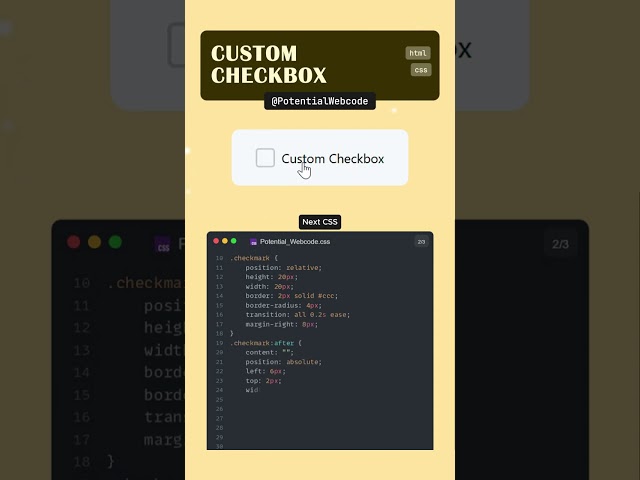 Custom Checkbox Web Design HTML CSS  #coding #htmlcss #shorts  #webdesign #programming