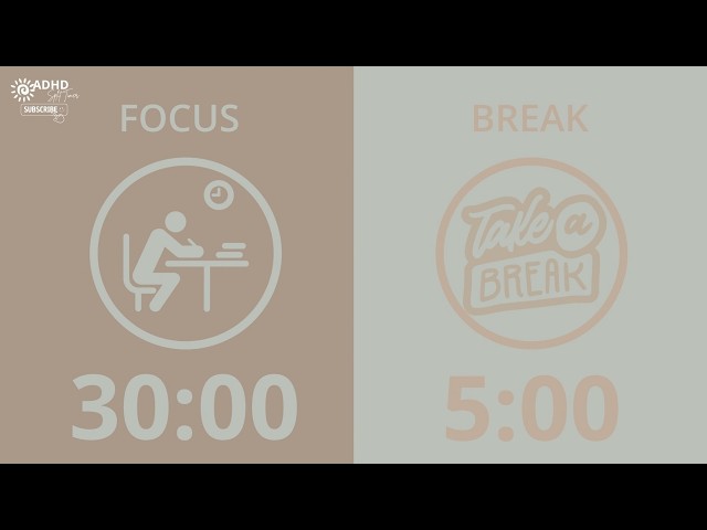 Aesthetic 30:5 Pomodoro Timer | Brown Noise for ADHD 🎧 | 2h 20m Study With Me for Deep Focus ✓
