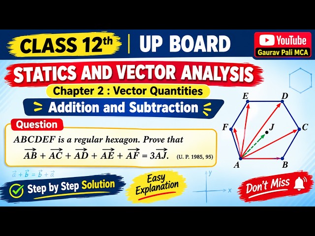 Class 12 UP Board | Statics & Vector Analysis | Vector Quantities Addition & Subtraction | Proof