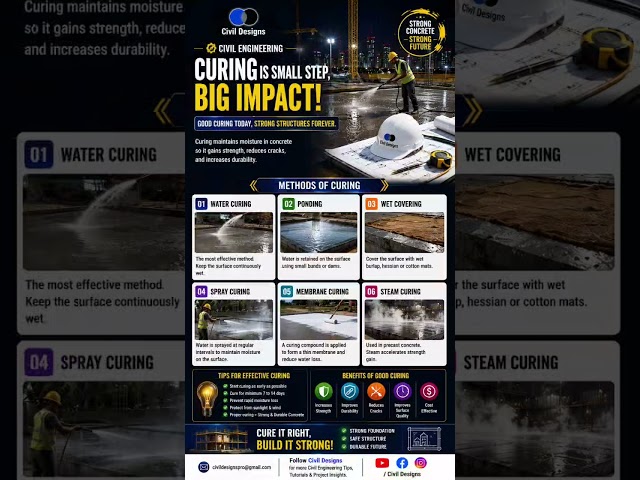 Concrete Curing Explained | 6 Methods Every Civil Engineer Should Know 🏗️ #shorts
