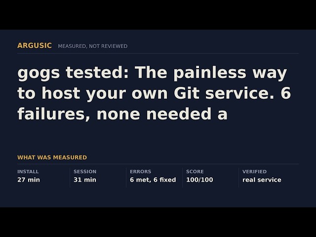 gogs tested: The painless way to host your own Git service. 6 failures, none needed a human.