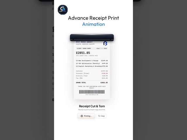 Realistic Receipt Animation with HTML & CSS 🤯 #css #html #webdevelopment #coding #shorts
