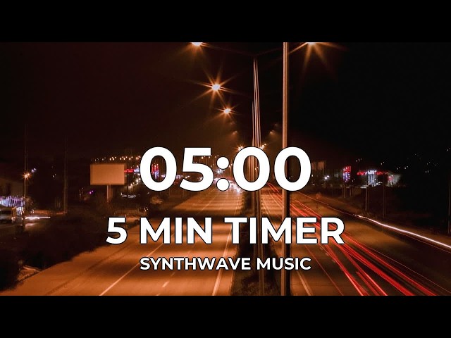 5 Minute Timer ⚡ Synthwave Music 125 BPM | City Lights | Temporizador 5 Minutos