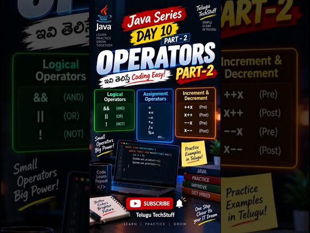 Java Operators Part 2 🤔 | Logical, Assignment & Increment Operators | Day 10 #java