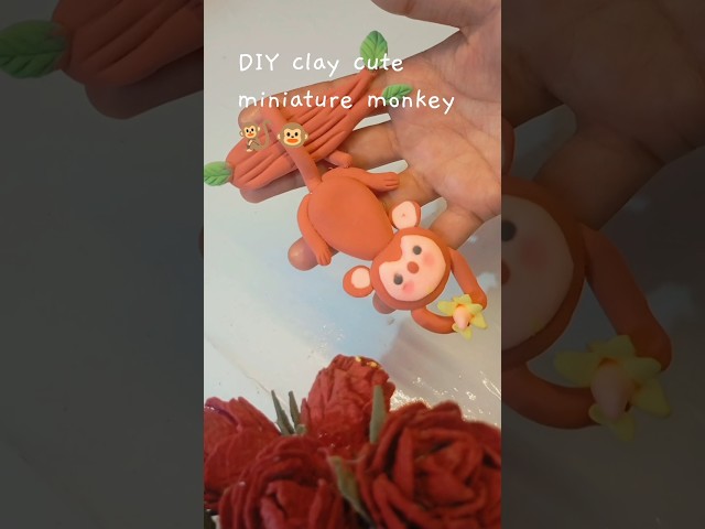 DIY clay cute miniature monkey 🐒 for beginners 🤯#shorts #trending #viral