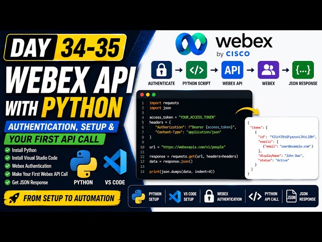 Day 34 & 35 - Webex API with Python | Authentication, Visual Studio Code Setup & Your First API Call