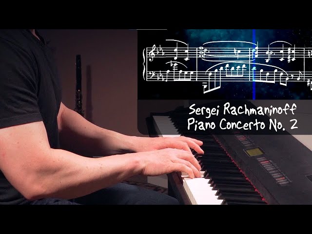 Rachmaninoff's 2nd Piano Concerto Theme (scrolling music with orchestration)