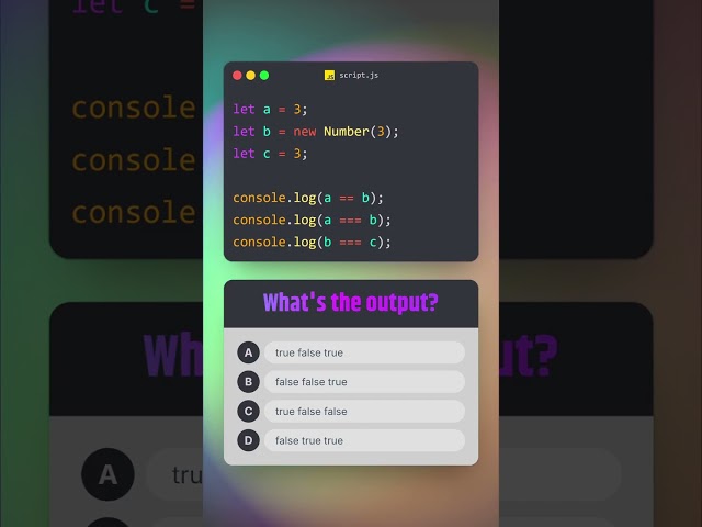 Can you solve this JavaScript equality quiz? 🤔💡 #JavaScript #CodingQuiz #JSFunda
