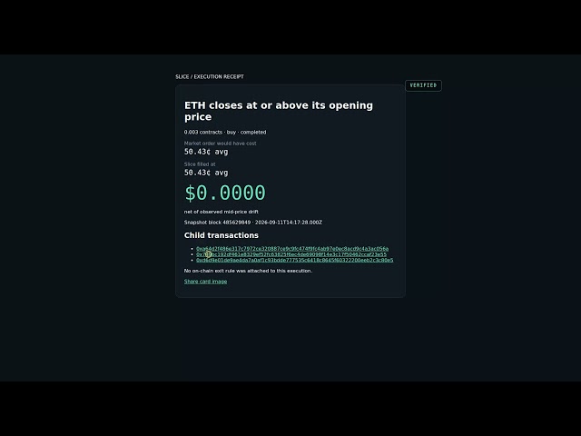 Slice - An execution layer for DreamDex Event Contracts on Somnia Shannon 