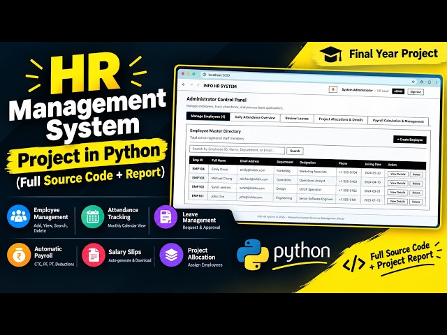 HR Management System Project in Python (Full Source Code + Report) | Final Year Project (part -2)