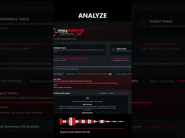 Sinpros Audio Match EQ Hub - MASTER YOUR MUSIC TO A REFERENCE.