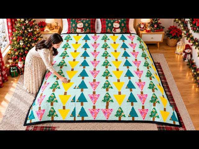 I Made a Christmas Tree Quilt from Scrap Fabric - It’s So Easy and Beautiful!