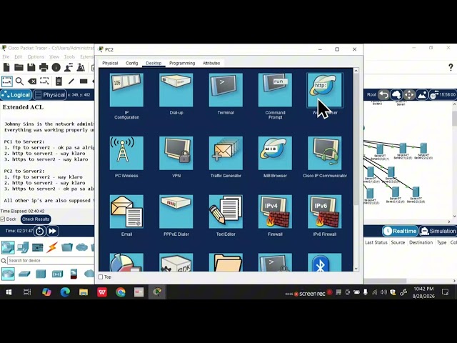 A videos tutorial  to troubleshoot the network  and configure an extended named access control list 