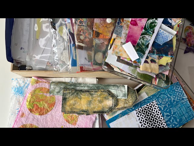 Sorting my gelli print papers,boring but necessary