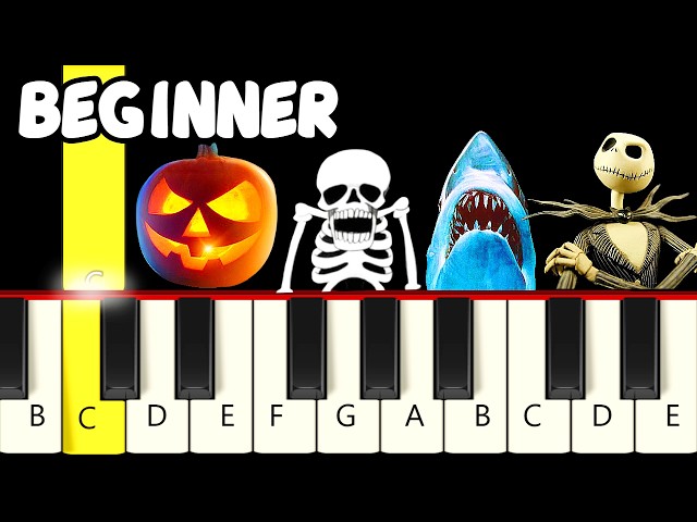 17 Famous Halloween Songs Everyone Knows - Slow and Easy Piano Tutorial Both Hands - Beginner