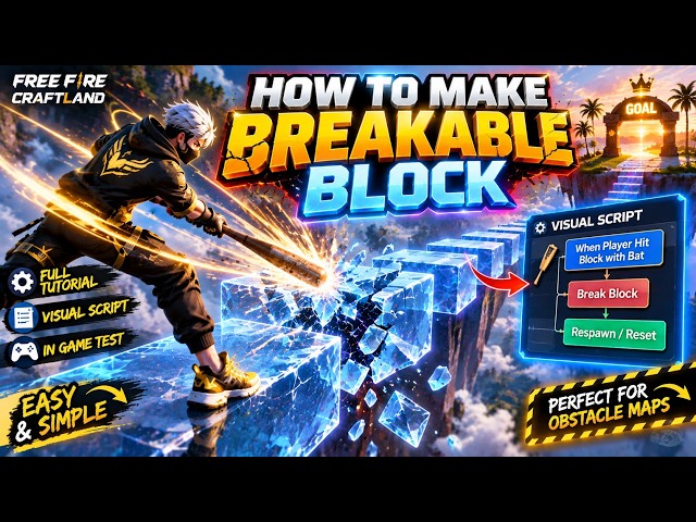 HOW TO MAKE BREAKABLE BLOCKS IN CRAFTLAND LIKE MINECRAFT || #craftland  #craftlandfreefire #tutorial