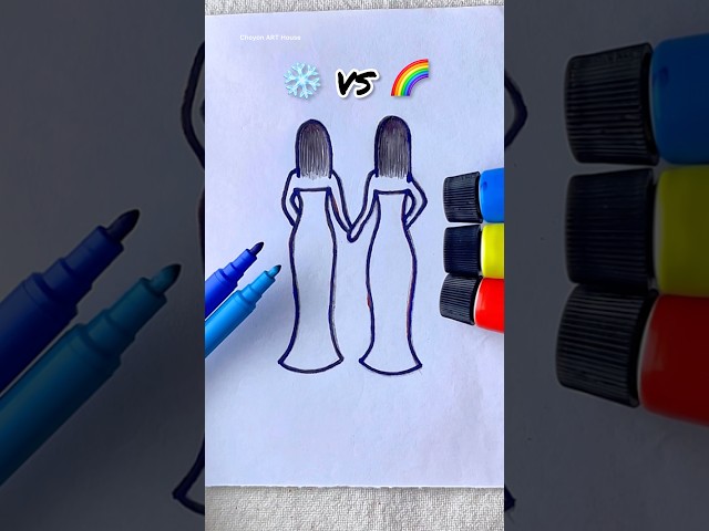 ❄️VS 🌈 | Art Dress ✨ #art #painting #shorts #youtubeshorts #satisfying #creative #trending