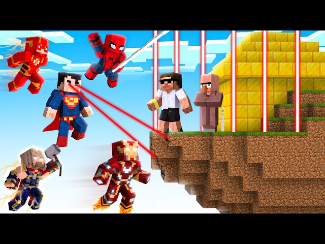 Skyblock vs Strongest Superheroes Battle in Minecraft..