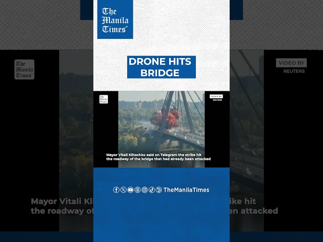 Eyewitness video shows moment when Russian drone hits bridge in Ukraine's Kyiv