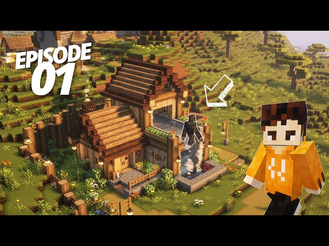aJack Survival: Ep.1 - Building My Starter House But With An Iron Farm?!